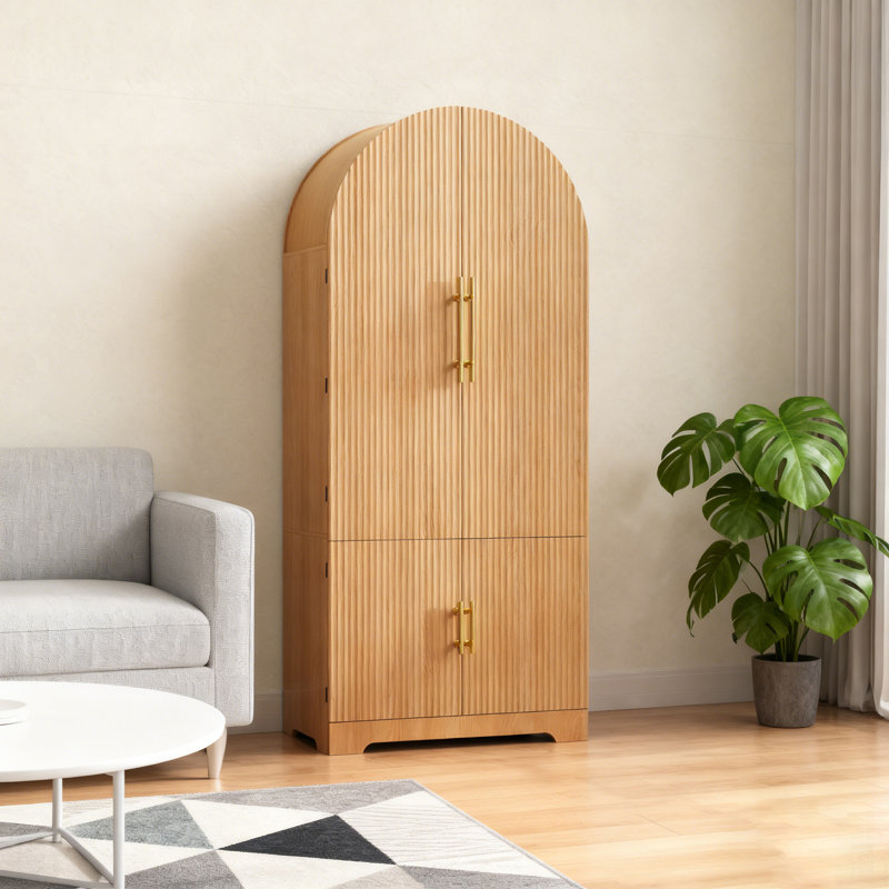 Tall Arched Kitchen Pantry Cabinet With 8 Door Shelves, Adjustable Shelves, Hidden Drawer, And Versatile Storage For Kitchen, Dining, And Bath Room