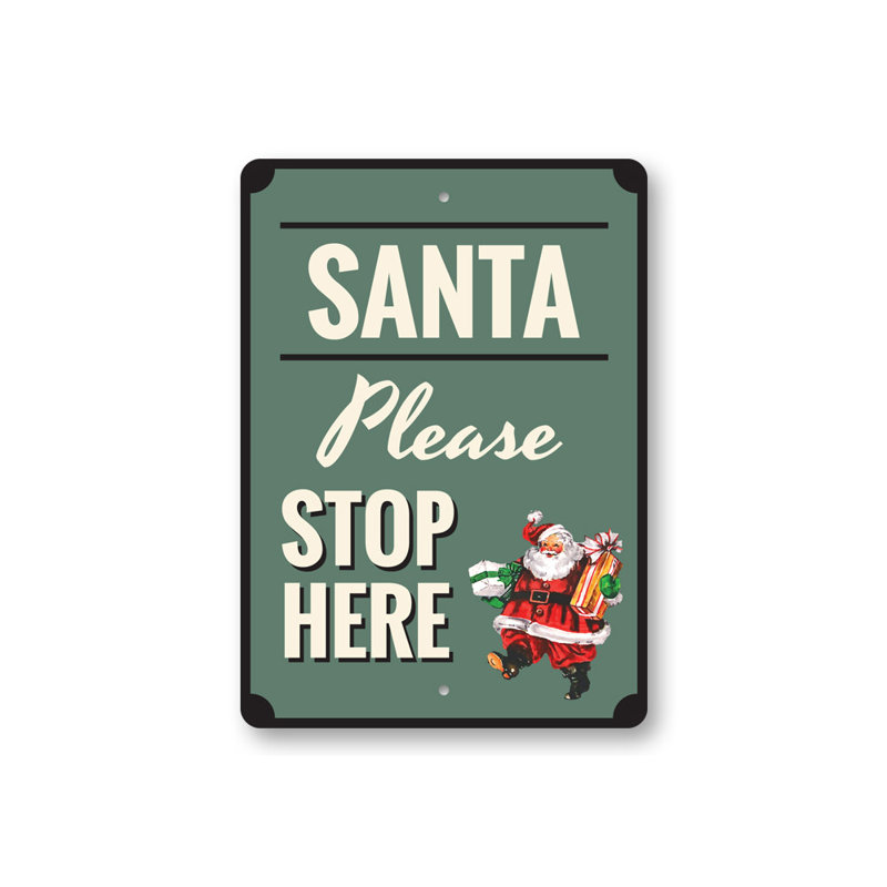 Enseigne de père Noël en aluminium, H 18 po x l 12 po x P 0,06 po
