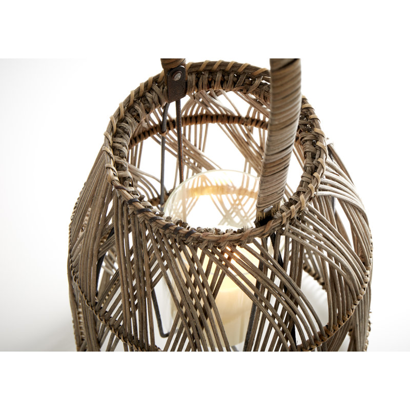 Clydesdale Wicker Tabletop Lantern, 20.5" H x 9.5" W x 9.5" D