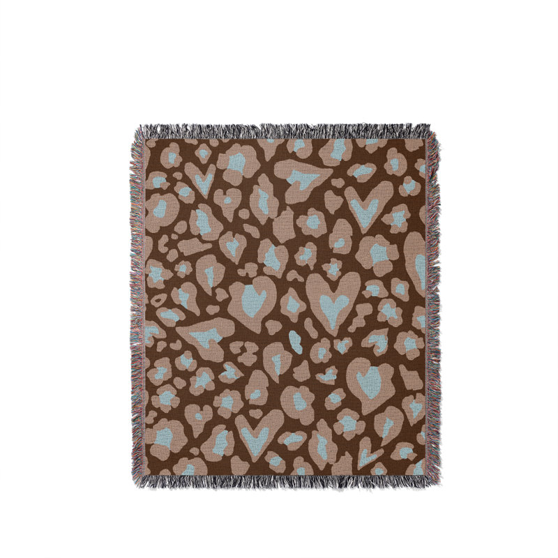 Jeté en coton à imprimé animal, Rust Brown; Beige; Blue, 60 po x 80 po