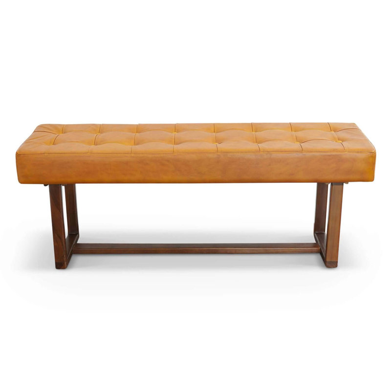 Banc en cuir brun clair Cameron