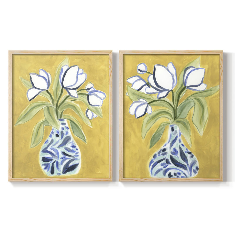 Vase de tulipes I - impression encadrée de qualité supérieure - prête à être accrochée - aucun clou requis - aucun clou requis