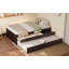 Lit plateforme simple avec lit gigogne et 2 tiroirs, lits en bois massif avec barre d'alimentation, espresso-1067451725-1067451727