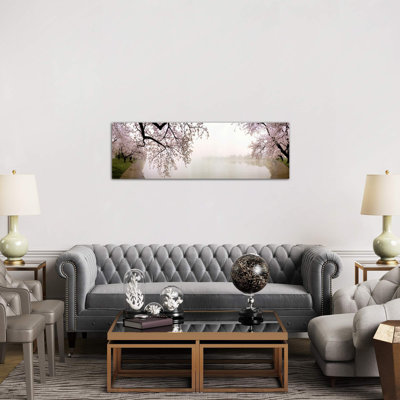 Cherry Blossoms At The Lakeside Washington Dc, Usa - Wrapped Canvas Panoramic Print