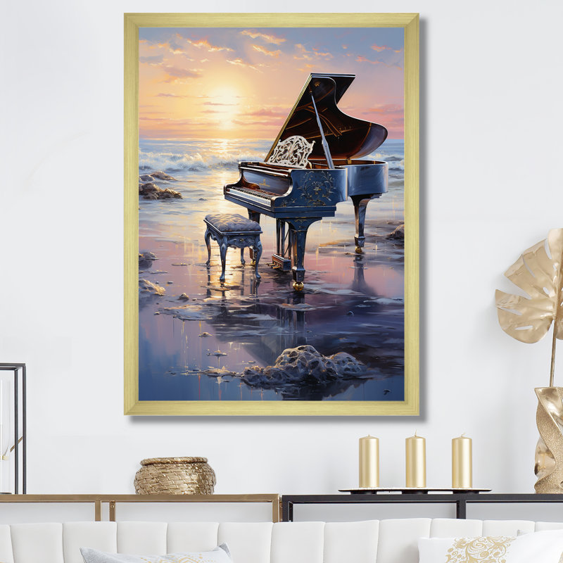 Piano Oceans Orchester II, Cadre doré simple, H 40 po x l 30 po x P 1,5 po