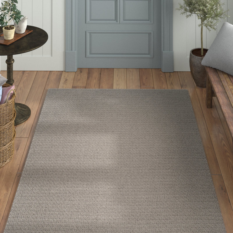 Tapis ivoire / gris en coton tissé à plat à la main Bester, Rectangle 5 pi x 7 pi