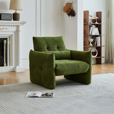 Chaise d'appoint moderne capitonnée avec coussin lombaire, idéale pour le salon, la chambre à coucher et la salle de lecture
