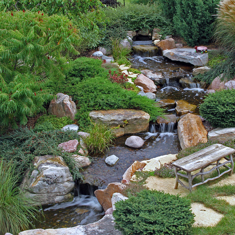 Large Pondless Waterfall Kit with Adjustable Flow Pump and LED Lights