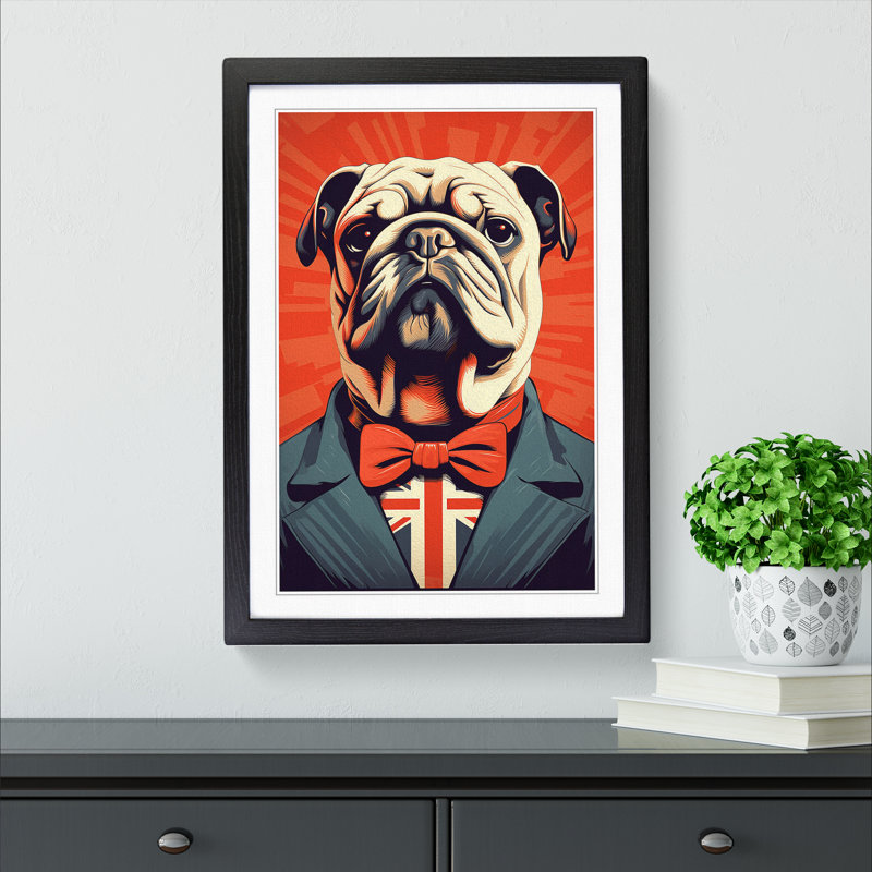 British Bulldog Constructivism - Single Picture Frame Print on Wood, Black, 46cm H x 34cm W x 2cm D