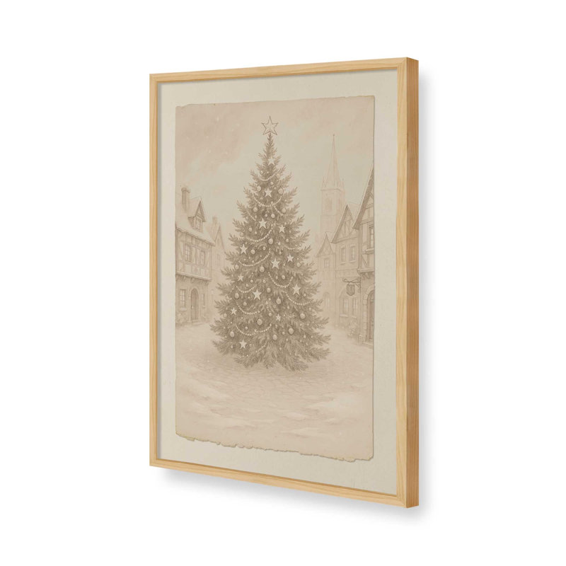 «Town Square Noel», reproduction d'art, 12 po x 16 po, Érable américain