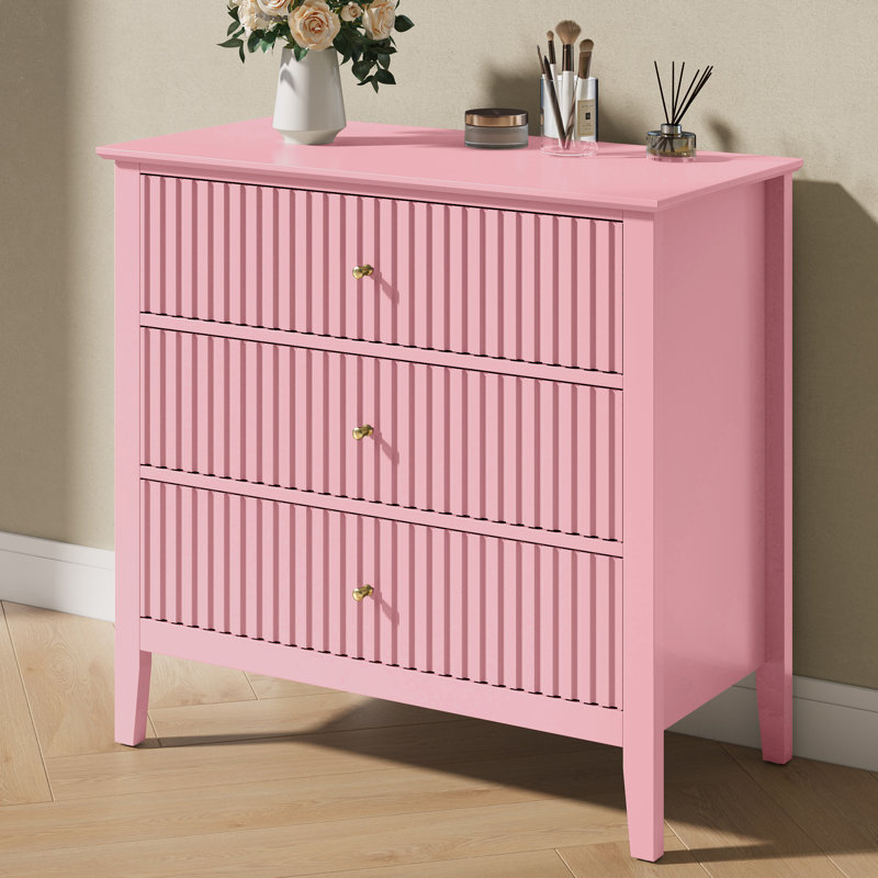 3 Drawer 81.3cm W Dresser, Pink