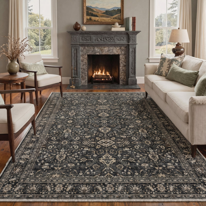 Tapis noir / brun Zephyr, Rectangulaire 8 pi x 10 pi