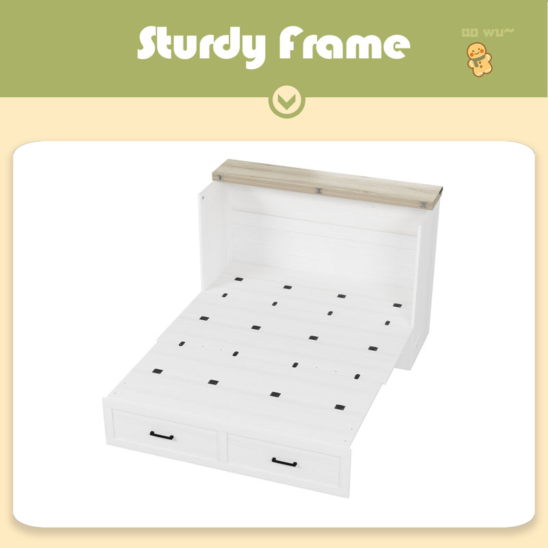 Lit escamotable avec station de charge Murphy, Grand lit, Blanc