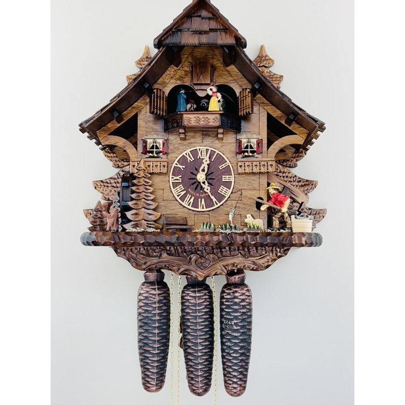  German Cuckoo Clock Cottage with Fisherman