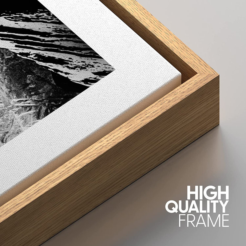 Natural Framed Black and White Landscape Canvas Print Set
