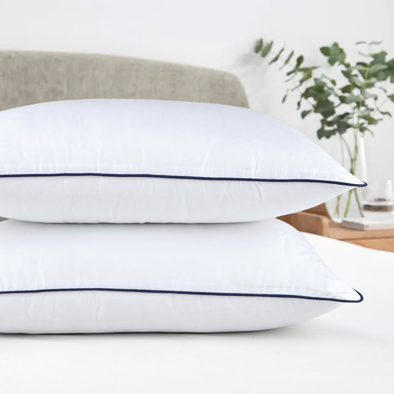 Dan River 2 Pack Piping Down Alternative Pillow Set (White), Queen