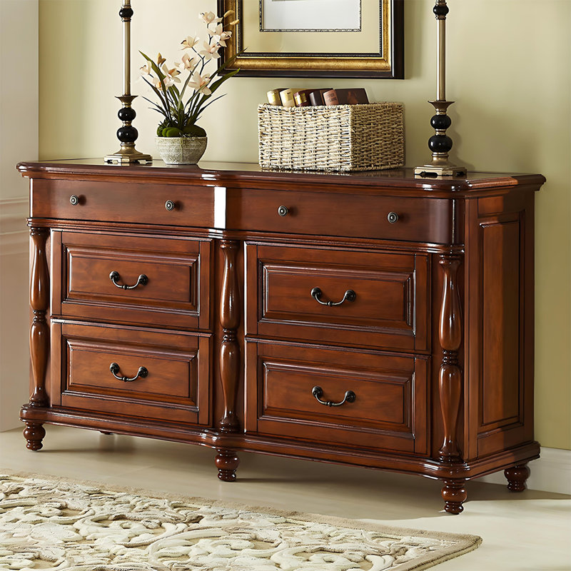 Armoire de rangement à 62 tiroirs en bois massif brun de style américain 62,99 "