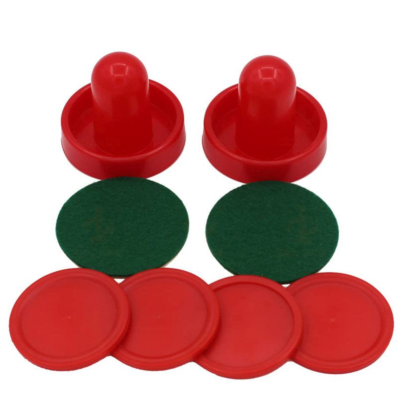 Air Hockey Pushers & Pucks Set, 60mm Mini Goal Handles Paddles Replacement Accessories for Game Tables - Red As Shown