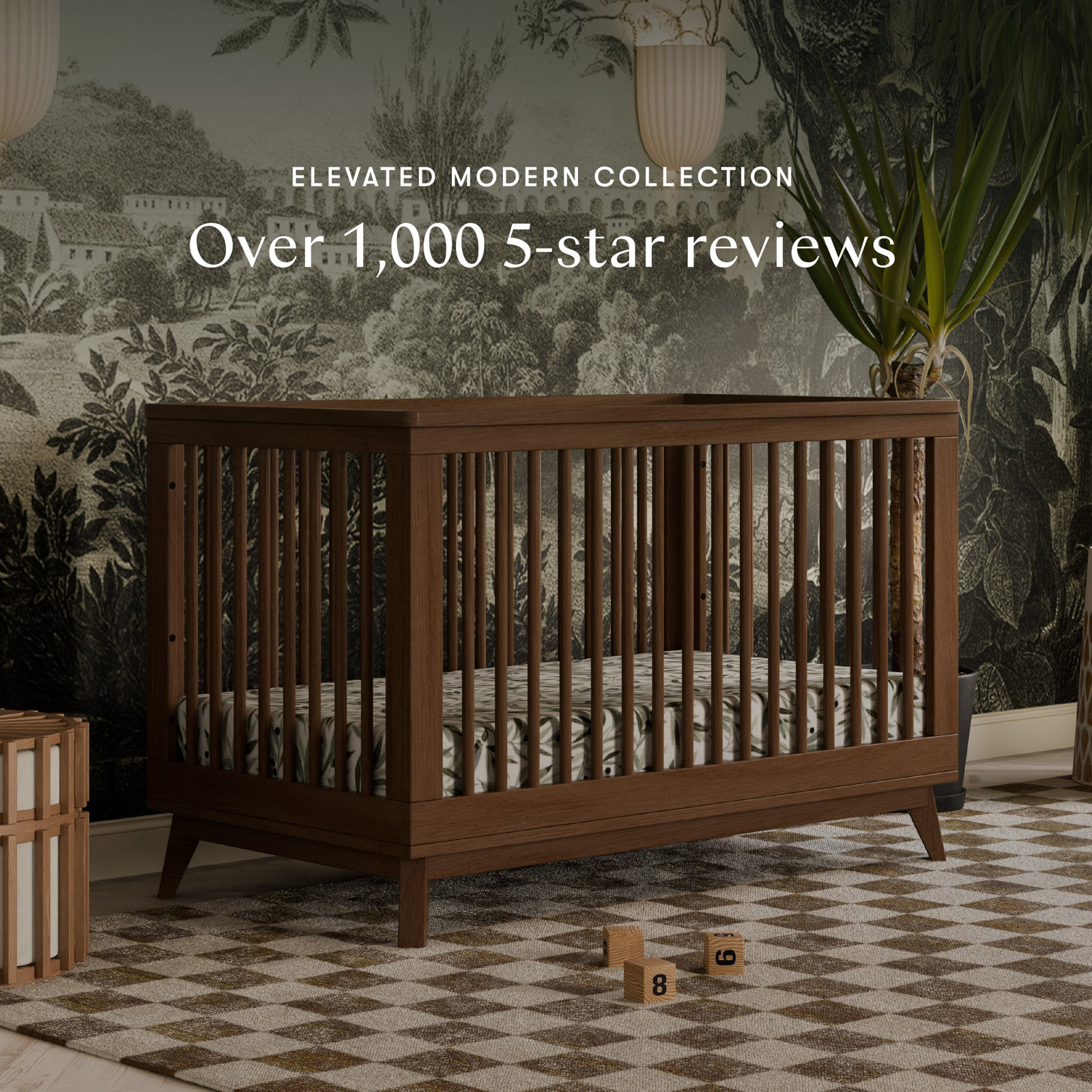 Scoot Pine 3-in-1 Convertible Crib, Natural Walnut