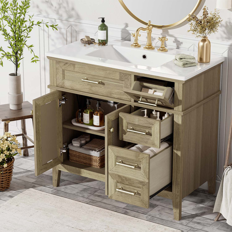 Meuble-lavabo de salle de bain avec caractéristiques de rangement avancées et design élégant