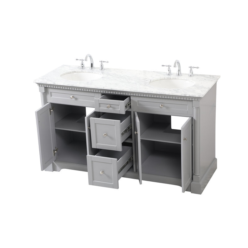 Ensemble de meuble-lavabo double 60 po Clarence, Gris