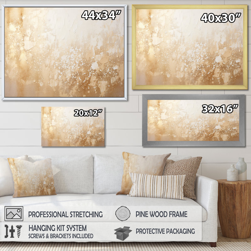 «Sediments Abstract Story I», reproductions d'art mural abstraites, H 34 po x l 44 po x P 1,5 po, Cadre doré simple