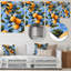 Jaune jaune bleu, citronniers, motif II - fruits, art mural-106126280-106126290