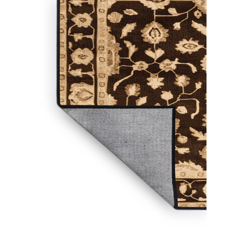 Tapis brun lavable à la machine, Carré 3 pi