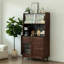 Armoire de rangement polyvalente en bois massif rétro intégrée au mur.-112806126