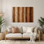 Lin horizontal rayé, art mural brun en métal brun-2050276173