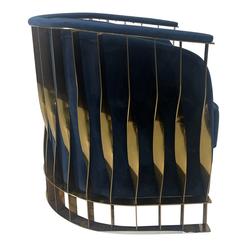 Fauteuil moderne, fauteuil d'appoint, fauteuil moderne, fauteuil, Velours bleu marine, Doré