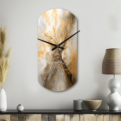 Or et argent - Essence chromatique I, horloge murale asymétrique abstraite