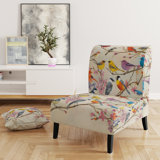 Fauteuil de chambre rembourré multicolore Bird On Tree