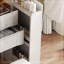 Bureau de coiffeuse à miroir 3 en 1 avec lumières et rangement, coiffeuse à maquillage avec DEL réglable, plateau coulissant latéral et tabouret, meuble peu encombrant pour la chambre à coucher (blanc)