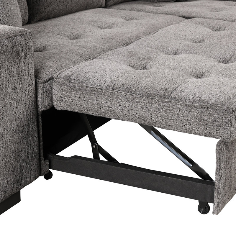 Canapé modulaire en L réversible de 104,5 po avec canapé-lit, chaise de rangement et 2 tabourets, fonction de canapé-lit gris anthracite