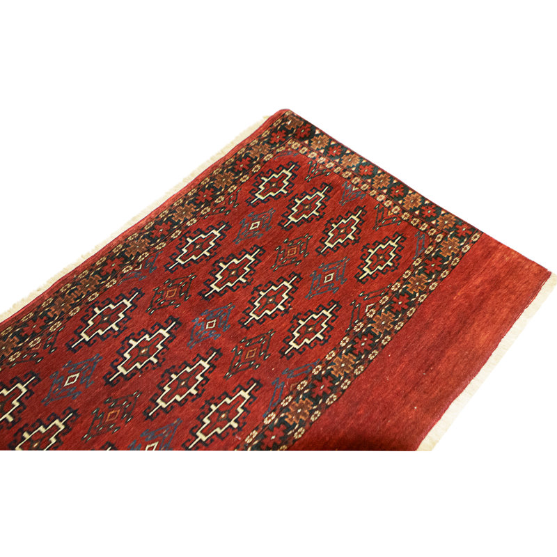 Hand Knotted Wool Area Rug in Red