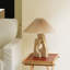 Petite lampe de table moderne en résine beige avec abat-jour en lin pour le salon de la chambre à coucher, ampoule incluse