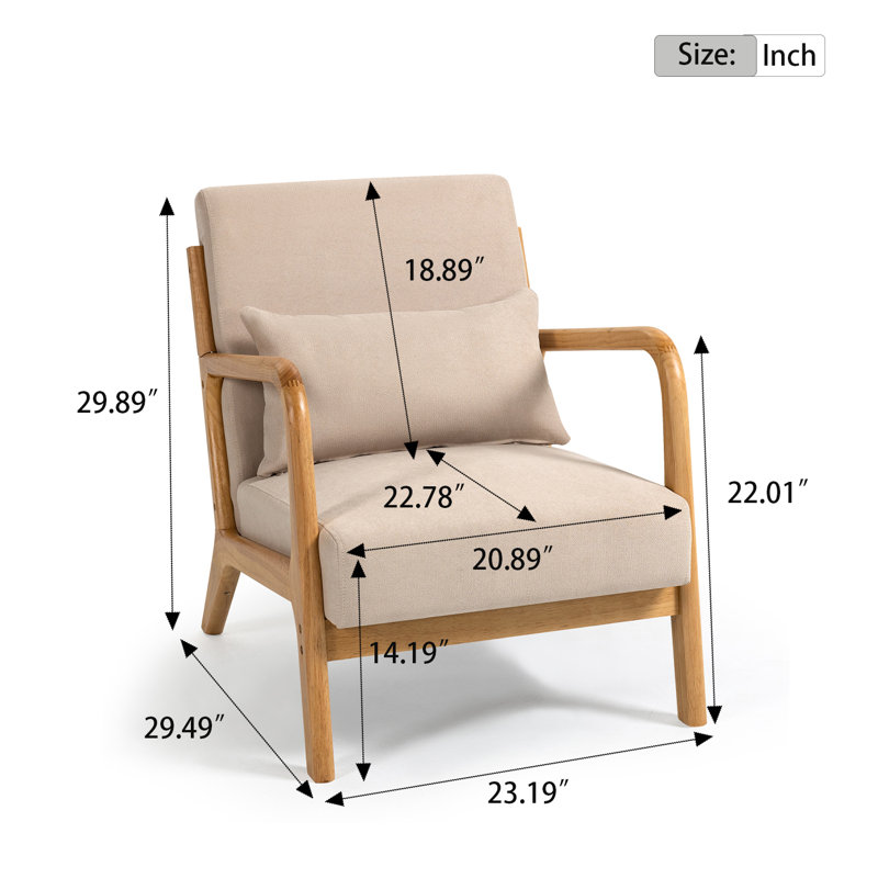 Chaise de réception rembourrée Mid-Century, Beige