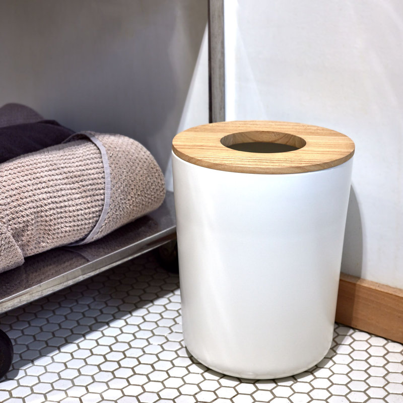 Petite poubelle de salle de bain ronde - idéale pour la salle de bain principale ou d'invité ou le bureau à domicile