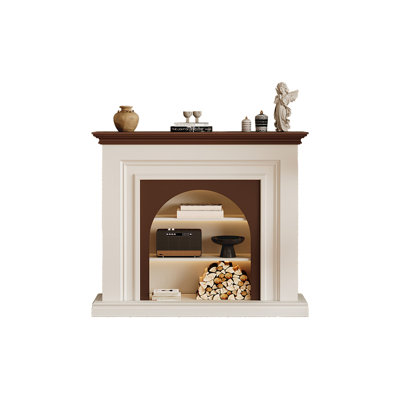 Black Solid Wood Freestanding Fireplace