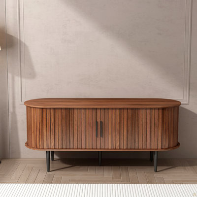 Grand support de tourne-disque rond avec station de charge et ports USB, armoire de rangement de disques, support de table tournante moderne Mid-Century pour le salon de la chambre à coucher