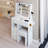 29.2" Small Size Left Drawer Desktop Vanity Table + Cushioned Stool, 2 AC+2 USB Power Station, Hair Dryer Bracket, Extra Large Touch Control Sliding LED Mirror, Tri-Color Switching, Brightness Adjust-1555093622