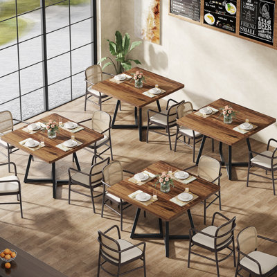 Square Dining Table, 31.5" Industrial Dinner Table