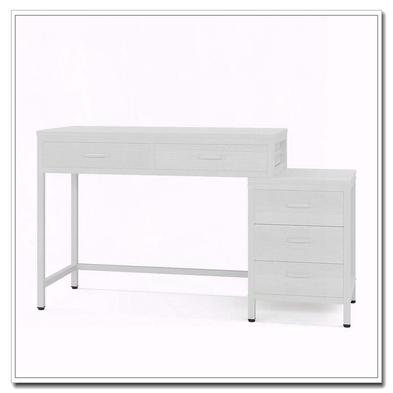Bureau d'ordinateur réversible avec tiroirs, Blanc