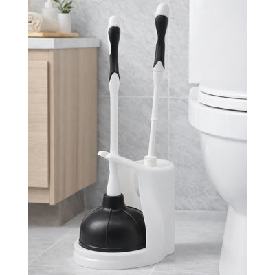 Toilet Brush & Plunger Set With Holder