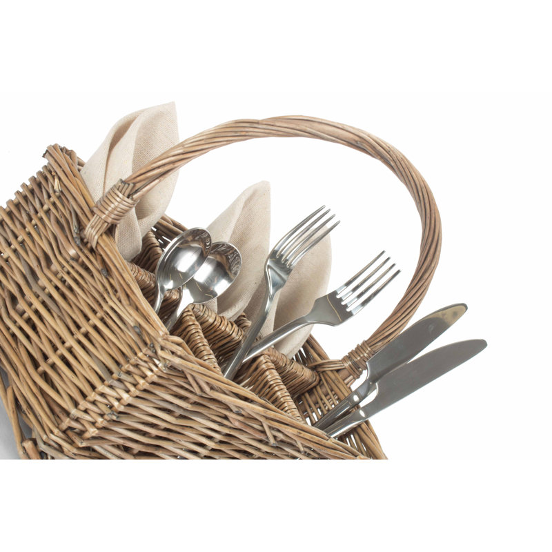 Wicker Rectangular 6 Section Cutlery Basket