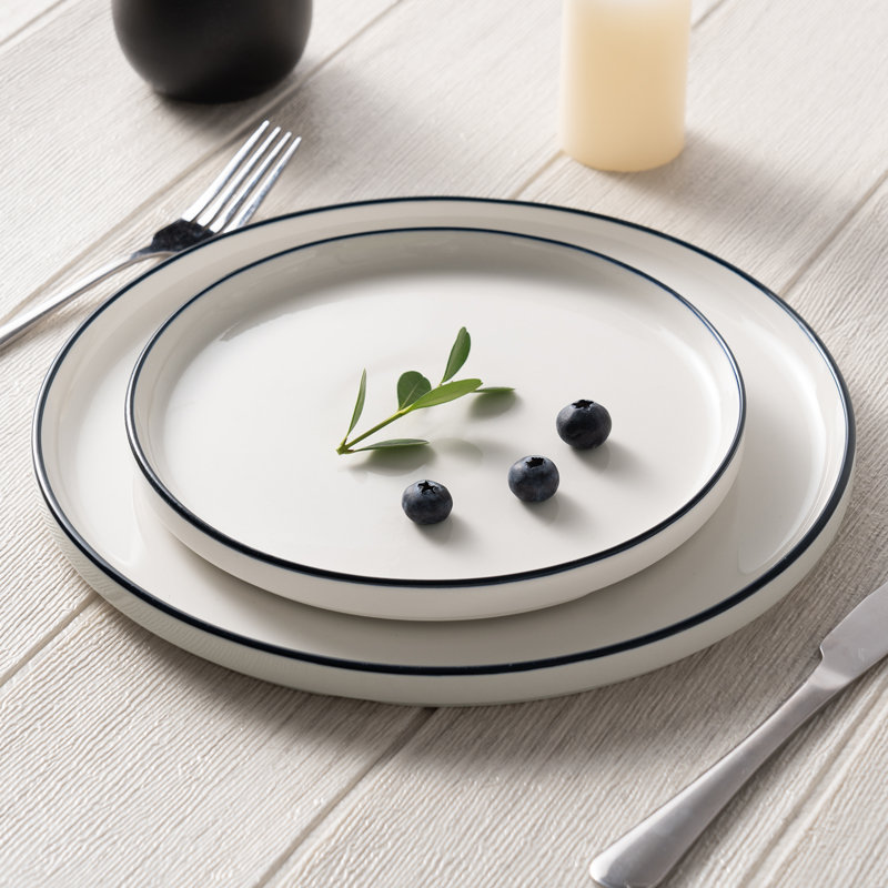 12-Piece Porcelain Dinnerware Set - Service For 4, White/Blue