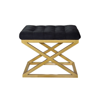 Pouf élégant avec structure en métal, doré, 19,7 po x 16,5 po x 15,7 po | Tissu 100% polyester, durable et confortable | Parfait pour le salon, la chambre à coucher ou la chambre de bébé, il ajoute une touche d'élégance et de polyvalence à tout 