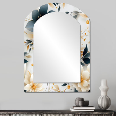 Motif bohémien bleu et blanc, motif floral bohème - miroir mural floral
