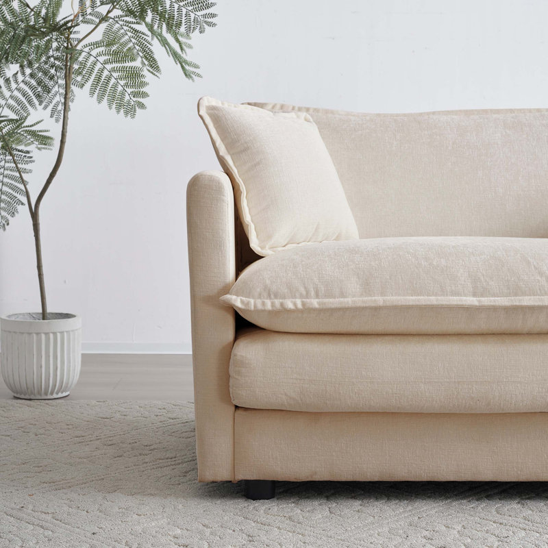 Canapé à siège simple 41,4 po de profondeur avec coussin décoratif, Beige